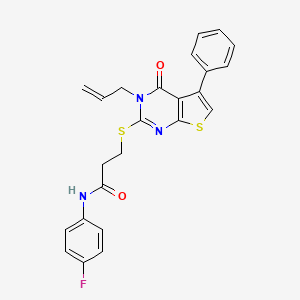 molecular formula C24H20FN3O2S2 B3615037 3-[(3-allyl-4-oxo-5-phenyl-3,4-dihydrothieno[2,3-d]pyrimidin-2-yl)thio]-N-(4-fluorophenyl)propanamide 