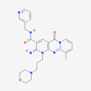 molecular formula C26H29N7O3 B3615048 2-imino-10-methyl-1-[3-(4-morpholinyl)propyl]-5-oxo-N-(3-pyridinylmethyl)-1,5-dihydro-2H-dipyrido[1,2-a:2',3'-d]pyrimidine-3-carboxamide 