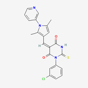 molecular formula C22H17ClN4O2S B3615125 1-(3-chlorophenyl)-5-{[2,5-dimethyl-1-(3-pyridinyl)-1H-pyrrol-3-yl]methylene}-2-thioxodihydro-4,6(1H,5H)-pyrimidinedione 