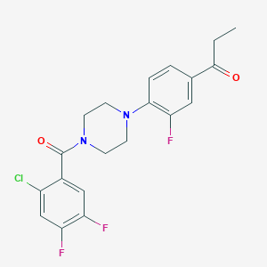 molecular formula C20H18ClF3N2O2 B3615165 1-{4-[4-(2-chloro-4,5-difluorobenzoyl)-1-piperazinyl]-3-fluorophenyl}-1-propanone 