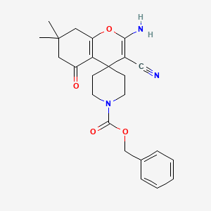 benzyl 2-amino-3-cyano-7,7-dimethyl-5-oxo-5,6,7,8-tetrahydro-1'H-spiro[chromene-4,4'-piperidine]-1'-carboxylate