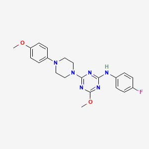 molecular formula C21H23FN6O2 B3615206 N-(4-fluorophenyl)-4-methoxy-6-[4-(4-methoxyphenyl)-1-piperazinyl]-1,3,5-triazin-2-amine 