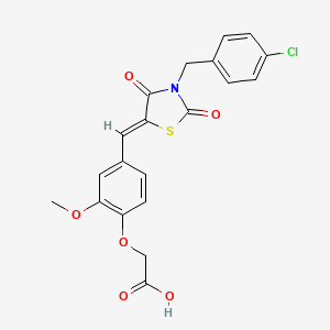 molecular formula C20H16ClNO6S B3615292 (4-{[3-(4-chlorobenzyl)-2,4-dioxo-1,3-thiazolidin-5-ylidene]methyl}-2-methoxyphenoxy)acetic acid 