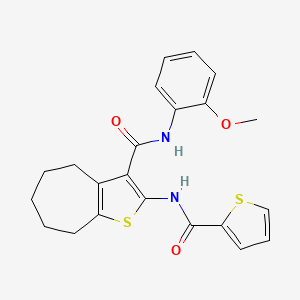 molecular formula C22H22N2O3S2 B3615404 N-(2-methoxyphenyl)-2-[(2-thienylcarbonyl)amino]-5,6,7,8-tetrahydro-4H-cyclohepta[b]thiophene-3-carboxamide 