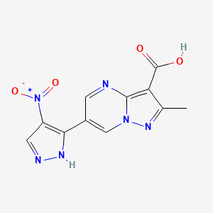 2-methyl-6-(4-nitro-1H-pyrazol-3-yl)pyrazolo[1,5-a]pyrimidine-3-carboxylic acid