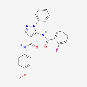 molecular formula C24H19FN4O3 B3615420 5-[(2-fluorobenzoyl)amino]-N-(4-methoxyphenyl)-1-phenyl-1H-pyrazole-4-carboxamide 