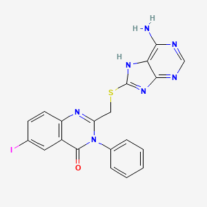 2-{[(6-amino-9H-purin-8-yl)thio]methyl}-6-iodo-3-phenyl-4(3H)-quinazolinone