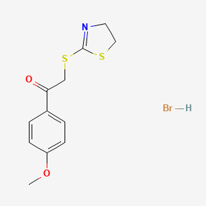 molecular formula C12H14BrNO2S2 B3615533 2-(4,5-dihydro-1,3-thiazol-2-ylthio)-1-(4-methoxyphenyl)ethanone hydrobromide 