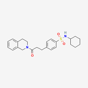 molecular formula C24H30N2O3S B3615558 N-cyclohexyl-4-[3-(3,4-dihydro-2(1H)-isoquinolinyl)-3-oxopropyl]benzenesulfonamide 