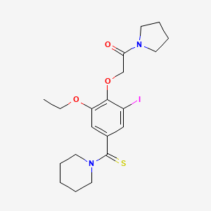 molecular formula C20H27IN2O3S B3615582 1-({3-ethoxy-5-iodo-4-[2-oxo-2-(1-pyrrolidinyl)ethoxy]phenyl}carbonothioyl)piperidine 