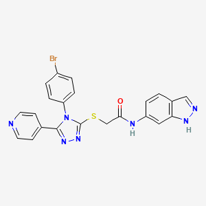 molecular formula C22H16BrN7OS B3615608 2-{[4-(4-bromophenyl)-5-(4-pyridinyl)-4H-1,2,4-triazol-3-yl]thio}-N-1H-indazol-6-ylacetamide 