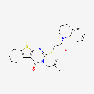 molecular formula C25H27N3O2S2 B3615629 2-{[2-(3,4-dihydro-1(2H)-quinolinyl)-2-oxoethyl]thio}-3-(2-methyl-2-propen-1-yl)-5,6,7,8-tetrahydro[1]benzothieno[2,3-d]pyrimidin-4(3H)-one 