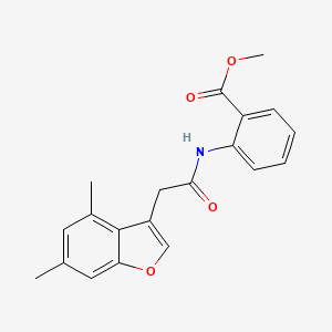 molecular formula C20H19NO4 B3615685 methyl 2-{[(4,6-dimethyl-1-benzofuran-3-yl)acetyl]amino}benzoate 