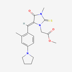 molecular formula C19H23N3O3S B3615719 methyl {3-methyl-5-[2-methyl-4-(1-pyrrolidinyl)benzylidene]-4-oxo-2-thioxo-1-imidazolidinyl}acetate 