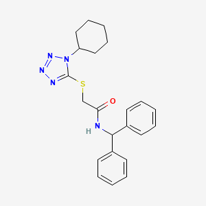 molecular formula C22H25N5OS B3615745 2-[(1-cyclohexyl-1H-tetrazol-5-yl)thio]-N-(diphenylmethyl)acetamide 