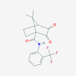 7,7-dimethyl-2,3-dioxo-N-[2-(trifluoromethyl)phenyl]bicyclo[2.2.1]heptane-1-carboxamide