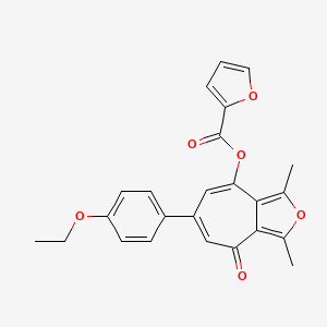 molecular formula C24H20O6 B3615782 6-(4-ethoxyphenyl)-1,3-dimethyl-4-oxo-4H-cyclohepta[c]furan-8-yl 2-furoate 