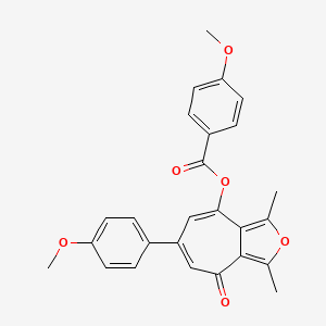 molecular formula C26H22O6 B3615787 6-(4-methoxyphenyl)-1,3-dimethyl-4-oxo-4H-cyclohepta[c]furan-8-yl 4-methoxybenzoate 