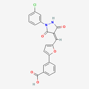 molecular formula C21H13ClN2O5 B3615799 3-(5-{[1-(3-chlorophenyl)-3,5-dioxo-4-pyrazolidinylidene]methyl}-2-furyl)benzoic acid 