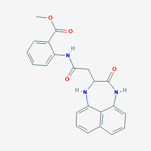 molecular formula C22H19N3O4 B361580 Methyl 2-{[(3-oxo-1,2,3,4-tetrahydronaphtho[1,8-ef][1,4]diazepin-2-yl)acetyl]amino}benzoate CAS No. 1008011-96-8