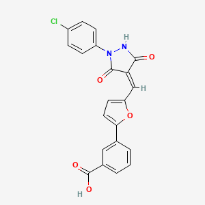 molecular formula C21H13ClN2O5 B3615804 3-(5-{[1-(4-chlorophenyl)-3,5-dioxo-4-pyrazolidinylidene]methyl}-2-furyl)benzoic acid 