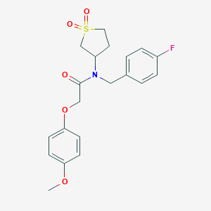 molecular formula C20H22FNO5S B361581 N-(1,1-dioxidotetrahydrothiophen-3-yl)-N-(4-fluorobenzyl)-2-(4-methoxyphenoxy)acetamide CAS No. 848866-51-3