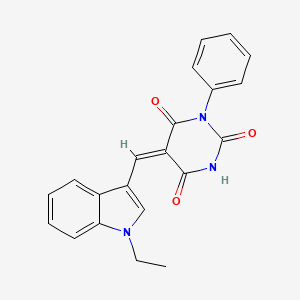 5-[(1-ethyl-1H-indol-3-yl)methylene]-1-phenyl-2,4,6(1H,3H,5H)-pyrimidinetrione