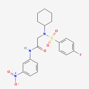 molecular formula C20H22FN3O5S B3615820 N~2~-cyclohexyl-N~2~-[(4-fluorophenyl)sulfonyl]-N~1~-(3-nitrophenyl)glycinamide 