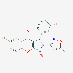 molecular formula C21H12BrFN2O4 B361583 7-Bromo-1-(3-fluorophenyl)-2-(5-methyl-3-isoxazolyl)-1,2-dihydrochromeno[2,3-c]pyrrole-3,9-dione CAS No. 874396-54-0