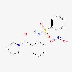 molecular formula C17H17N3O5S B3615856 2-nitro-N-[2-(1-pyrrolidinylcarbonyl)phenyl]benzenesulfonamide 