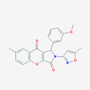 molecular formula C23H18N2O5 B361586 1-(3-Methoxyphenyl)-7-methyl-2-(5-methyl-3-isoxazolyl)-1,2-dihydrochromeno[2,3-c]pyrrole-3,9-dione CAS No. 874396-76-6