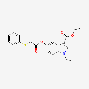 molecular formula C22H23NO4S B3615896 ethyl 1-ethyl-2-methyl-5-{[(phenylthio)acetyl]oxy}-1H-indole-3-carboxylate 