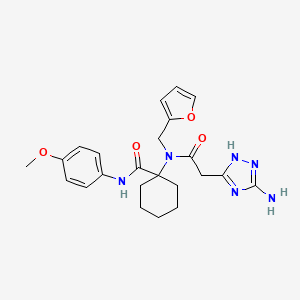 molecular formula C23H28N6O4 B3615915 1-[[(3-amino-1H-1,2,4-triazol-5-yl)acetyl](2-furylmethyl)amino]-N-(4-methoxyphenyl)cyclohexanecarboxamide 