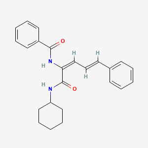 molecular formula C24H26N2O2 B3615992 N-{1-[(cyclohexylamino)carbonyl]-4-phenyl-1,3-butadien-1-yl}benzamide 