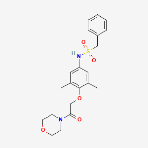 molecular formula C21H26N2O5S B3616061 N-{3,5-dimethyl-4-[2-(4-morpholinyl)-2-oxoethoxy]phenyl}-1-phenylmethanesulfonamide 