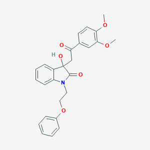 molecular formula C26H25NO6 B361609 3-[2-(3,4-dimethoxyphenyl)-2-oxoethyl]-3-hydroxy-1-(2-phenoxyethyl)-1,3-dihydro-2H-indol-2-one CAS No. 905795-51-9