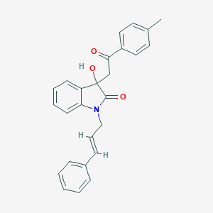 molecular formula C26H23NO3 B361612 1-cinnamyl-3-hydroxy-3-[2-(4-methylphenyl)-2-oxoethyl]-1,3-dihydro-2H-indol-2-one CAS No. 905758-68-1