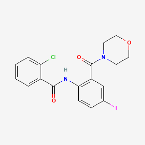 molecular formula C18H16ClIN2O3 B3616128 2-chloro-N-[4-iodo-2-(4-morpholinylcarbonyl)phenyl]benzamide 