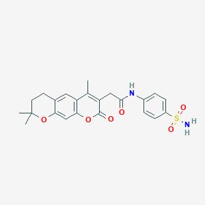 molecular formula C23H24N2O6S B361613 N-(4-sulfamoylphenyl)-2-(4,8,8-trimethyl-2-oxo-7,8-dihydro-2H,6H-pyrano[3,2-g]chromen-3-yl)acetamide CAS No. 1014084-63-9