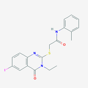 molecular formula C19H18IN3O2S B3616150 2-[(3-ethyl-6-iodo-4-oxo-3,4-dihydro-2-quinazolinyl)thio]-N-(2-methylphenyl)acetamide 