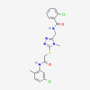 molecular formula C20H19Cl2N5O2S B3616170 2-chloro-N-{[5-({2-[(5-chloro-2-methylphenyl)amino]-2-oxoethyl}thio)-4-methyl-4H-1,2,4-triazol-3-yl]methyl}benzamide 