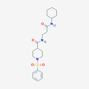 molecular formula C21H31N3O4S B361620 N-[3-(cyclohexylamino)-3-oxopropyl]-1-(phenylsulfonyl)piperidine-4-carboxamide CAS No. 919735-59-4