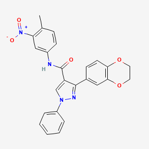 molecular formula C25H20N4O5 B3616218 3-(2,3-dihydro-1,4-benzodioxin-6-yl)-N-(4-methyl-3-nitrophenyl)-1-phenyl-1H-pyrazole-4-carboxamide 