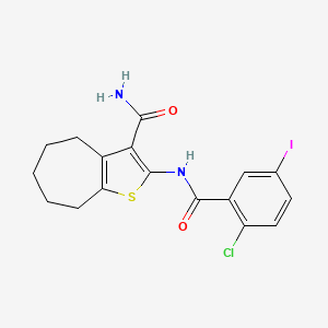 2-[(2-chloro-5-iodobenzoyl)amino]-5,6,7,8-tetrahydro-4H-cyclohepta[b]thiophene-3-carboxamide