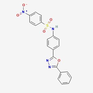 molecular formula C20H14N4O5S B3616259 4-nitro-N-[4-(5-phenyl-1,3,4-oxadiazol-2-yl)phenyl]benzenesulfonamide 