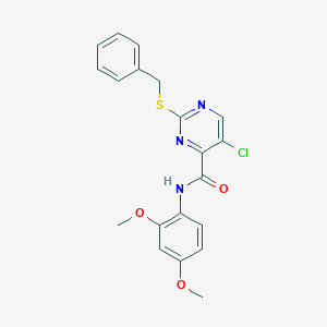 molecular formula C20H18ClN3O3S B361626 2-(benzylsulfanyl)-5-chloro-N-(2,4-dimethoxyphenyl)-4-pyrimidinecarboxamide CAS No. 901669-25-8