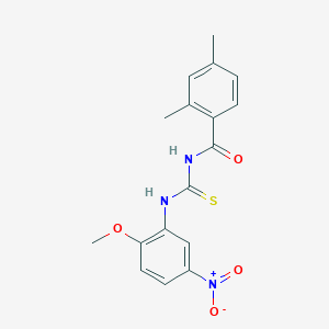 molecular formula C17H17N3O4S B3616264 N-{[(2-methoxy-5-nitrophenyl)amino]carbonothioyl}-2,4-dimethylbenzamide 