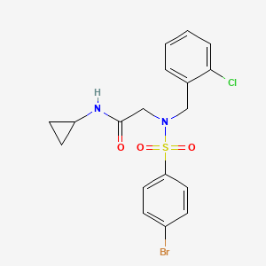 molecular formula C18H18BrClN2O3S B3616266 N~2~-[(4-bromophenyl)sulfonyl]-N~2~-(2-chlorobenzyl)-N~1~-cyclopropylglycinamide 