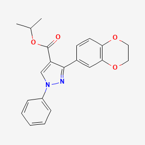 molecular formula C21H20N2O4 B3616290 isopropyl 3-(2,3-dihydro-1,4-benzodioxin-6-yl)-1-phenyl-1H-pyrazole-4-carboxylate 