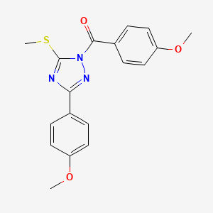 molecular formula C18H17N3O3S B3616316 1-(4-methoxybenzoyl)-3-(4-methoxyphenyl)-5-(methylthio)-1H-1,2,4-triazole 